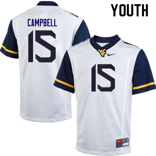 Youth #15 George Campbell West Virginia Mountaineers College Football Jerseys Sale-White